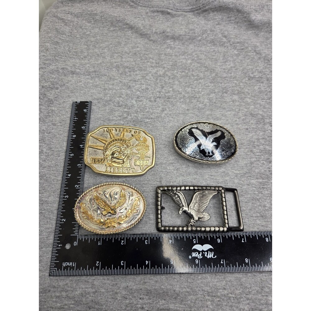 Lot of 4 American Eagle Liberty Alpaca Mexico Sturdy Belt Buckles - Picture 7 of 12